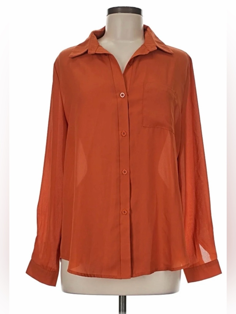 Better Be Orange Loose Fit Button Down Shirt, Size Large